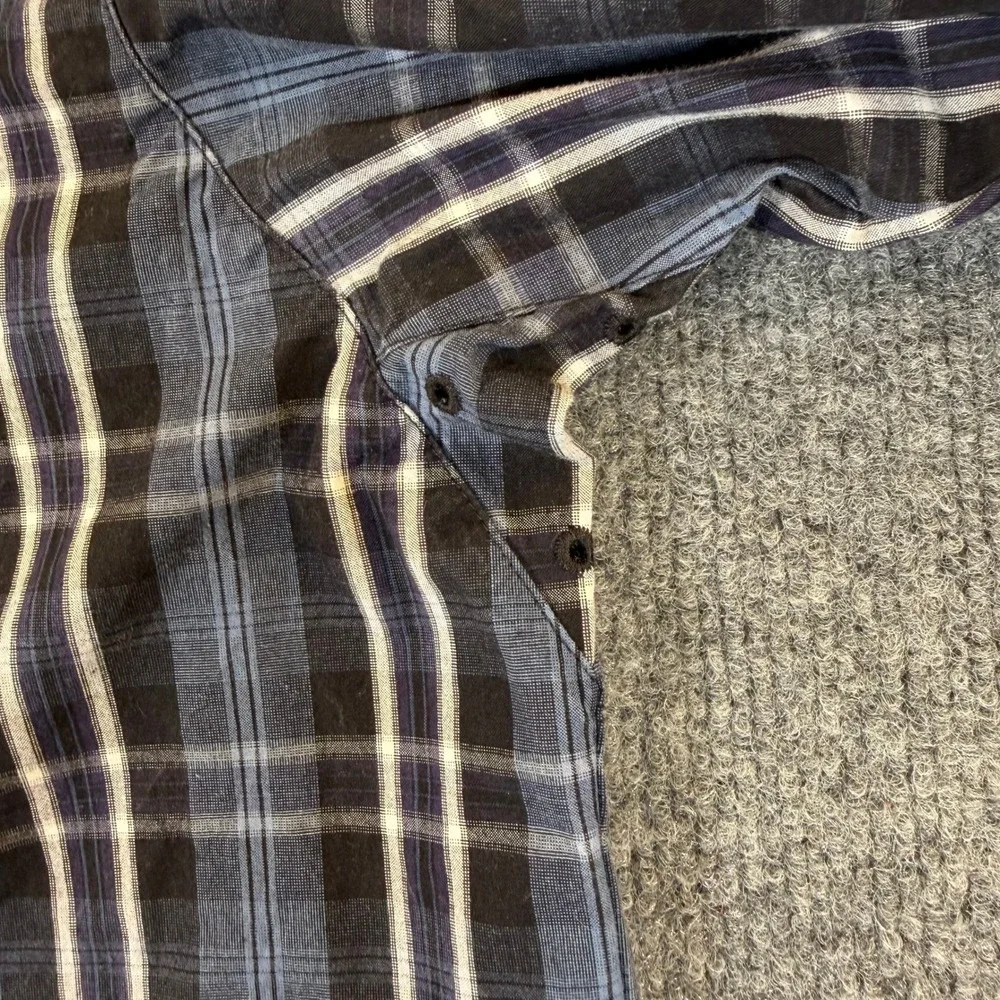 Ariat Pro Series Mens XL Blue Black Plaid Western Long Sleeve Snap Shirt #3228